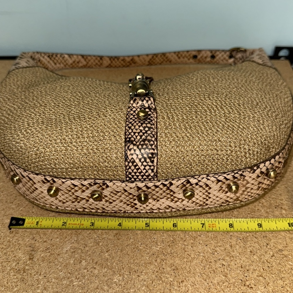 ERIC JAVITAS New York Squishee hobo bag Vintage Snake Skin Straw Bag Purse - Picture 10 of 12